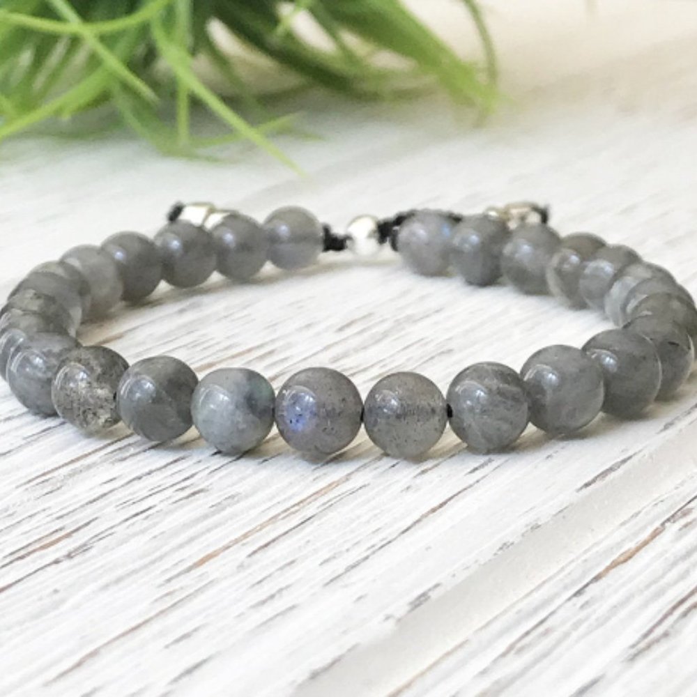 NEW Labradorite gemstones adjustable bracelet 6mm
